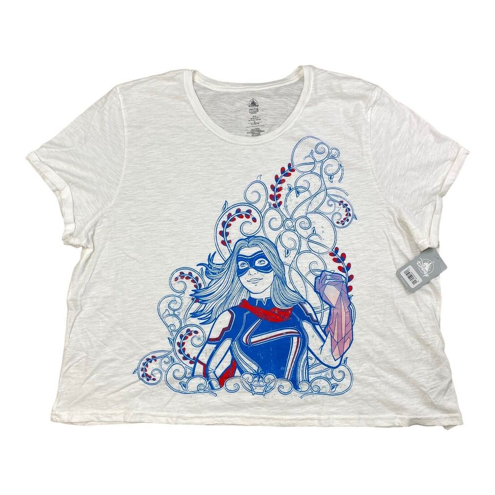 Disney Store Ms Marvel T-Shirt Women's 3XL Doamna Marvel Doamnelor White NWT